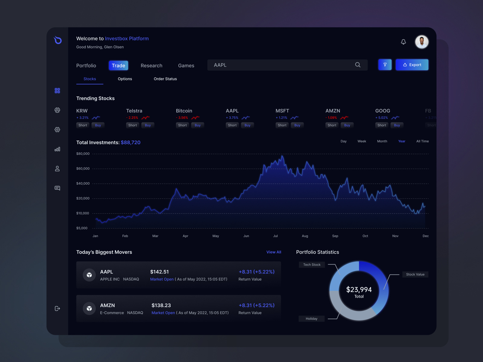 Stock Trading Application UI by Shahriar Sultan for Dezzlab on Dribbble