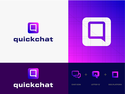 QuickChat - Logo Design app icon branding branding design creative logo design app designer digital talk file transfer find gradient icon design identity design letter lettermark logo logodesign message monogram monograms share