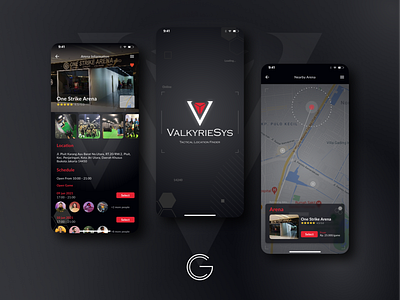 ValkyrieSys App dark logo military mobile tactical ui ux