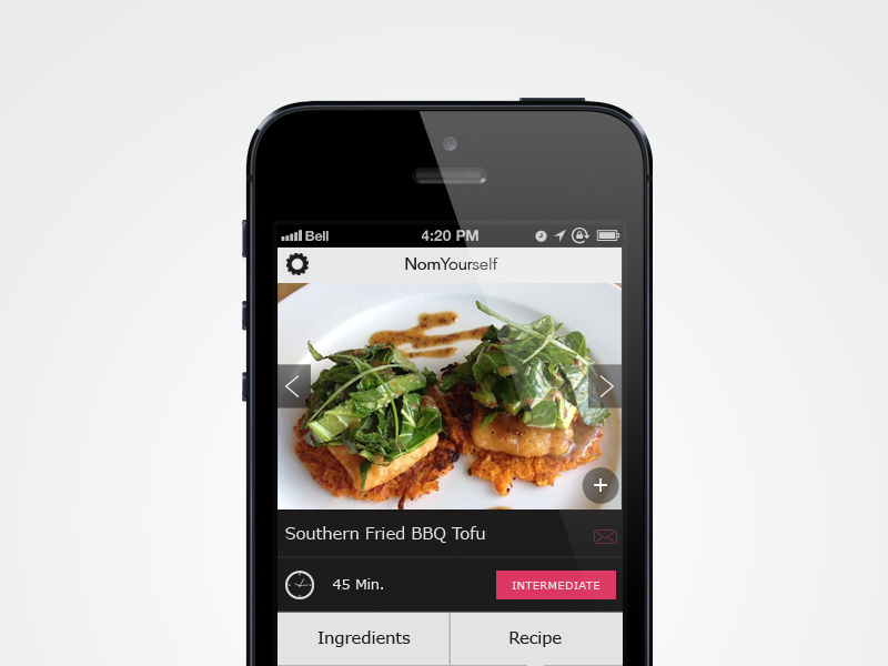Nom Yourself Application user interface ios app application ui food flat iphone