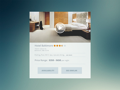 Hotel Widget app data flat hotel minimal photoshop productivity ui user interface video widget