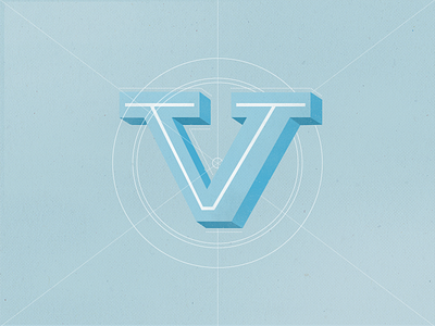 Letter V 3d blue brushes lettering texture typography vintage
