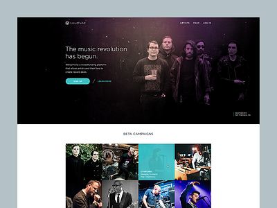 Unused Loudfund Concept flat design layout loudfund minimal music visual design web web design website