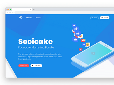 Socicake App landing page webdesign