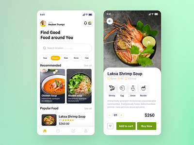 Modern food delivery app view app design