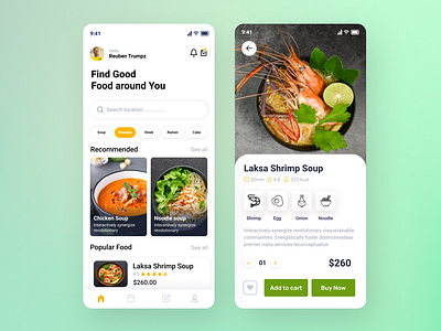 Modern food delivery app view