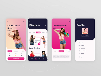 Ladies Fashion app views branding graphic design