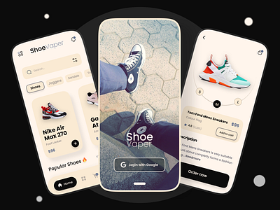 ShoeVaper Ecommerce Mobile App apps designs landing page ui websites