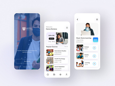 UNITED COLLEGE MOBILE APP 3d animation branding graphic design logo motion graphics ui