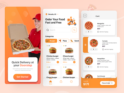 Pizza Delivery App 3d animation branding graphic design logo motion graphics ui