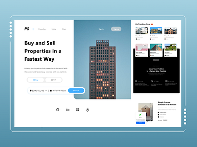 Online Property Buying and Selling Website Landing Page animation app branding design graphic design icon illustration logo typography ui ux vector