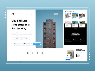 Online Property Buying and Selling  Website Landing Page
