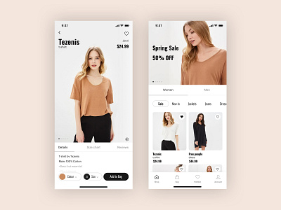 E-commerce mobile UI/UX design clean app clothing e commerce app ecommerce minimal app mobile app mobile design product card product catalog shop ui ui ux design user experience user inteface ux web design