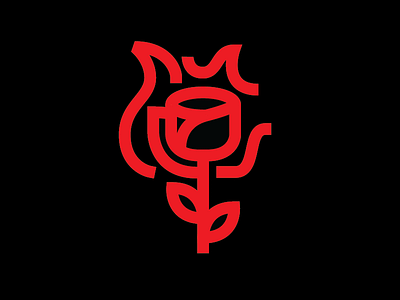 Colour Red Flaming Rose Logomark colour red fire icon illustration logomark rose