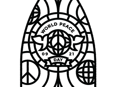 World Peace Day illustration logomark thick lines typography