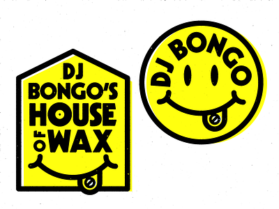 Dj Bongo's House Of Wax Branding dj bongos house of wax logo logomark rave culture texture thick lines type