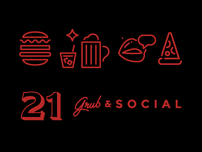 21 Grub & Social Dribbble beer branding burgers food icons nightclub pizza social