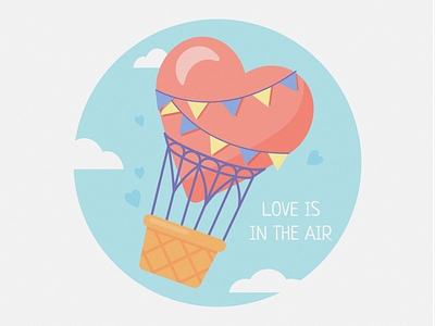 happy valentines day air balloon balloon flat illustration illustrator love valentine day