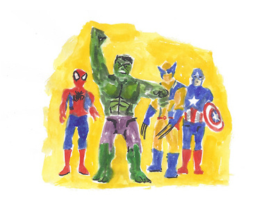 Super illustration super heroes watercolor