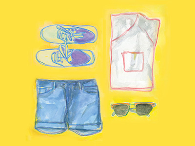 Summer fashion illustration outfit packing spring summer travel warm weather