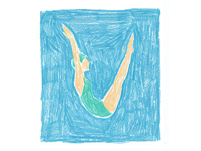 Swimmer colored pencil illustration swimmer