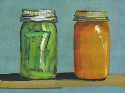 Can It green beans illustration jars marmalade