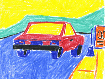 Car in Reno colored pencil illustration reno