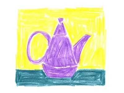 Purple Teapot colored pencil illustration
