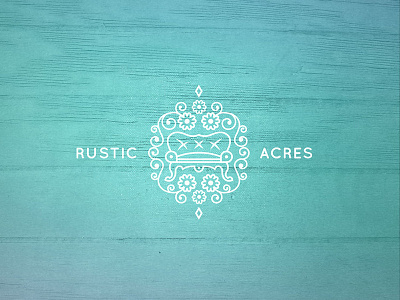 Rustic Acres blue logo settee