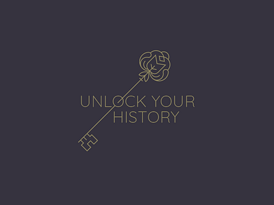 Unlock Your History history key line art logo mono line unlock