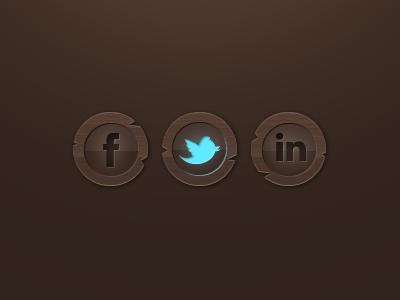 Polished Wood Social Icons brown dark color glowing icons social icons wood grain