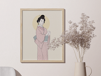 Ukiyo-e style illustration art character color digital illustration drawing girl graphic artist graphic design hand drawn illustration japan japanese line art poster retro retro illustration ukiyo e vector woman woman illustration