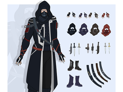 Assassin nft character assassin assassin design cartoon character concept character design character illustration clothes nft collection comics crypto art graphic artist graphic design human illustration line art nft nft character nft game vector weapon