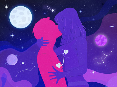 💜Vibe Love Illustration branding cartoon character drawing flat girl graphic design hugs illustration kit8 love man moon nature people space vector vibe woman young