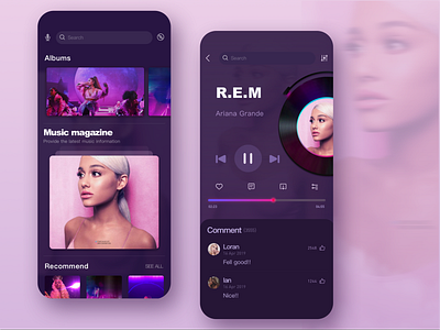 This music app is my first dribble, hope you like it ~💜😉 music music art music player ui ux 应用 现代 移动 设计