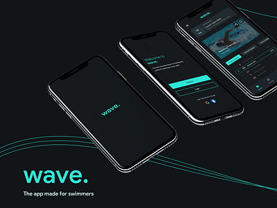 Wave - Swimming Application app daily 100 challenge daily ui dailyui dark ui design flat minimal mobile ui ux