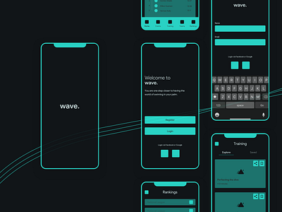 Wave - Wireframes app daily 100 challenge daily ui dailyui design flat minimal mobile ui ux