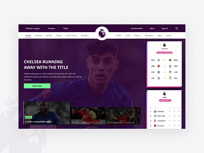 Premier league app daily 100 challenge design flat minimal ui ux