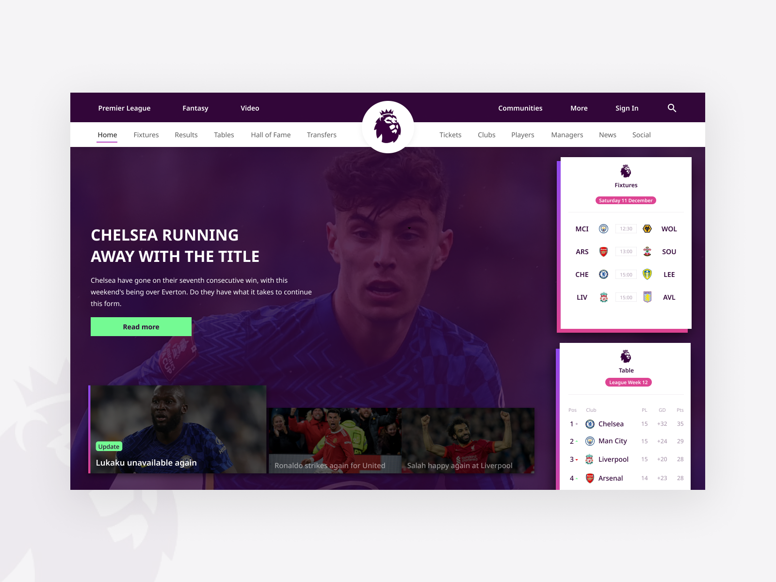 Premier league by Tom Watson on Dribbble