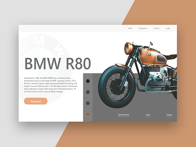 BMW R80 design minimal ui ux vector web website