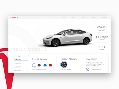 Telsa Model 3 design minimal ui ux web website