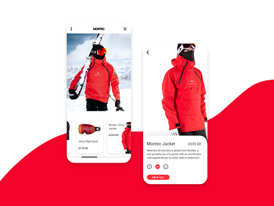 Ski Shop app design flat minimal ui ux