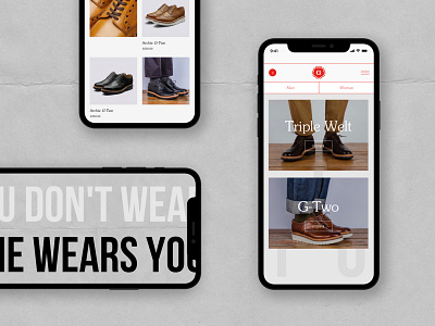 Grenson Landing Page | Mobile app e comerce grid interface layout mobile mobile app mobile ui product design shoes shoes app shop ui uiux ux web webdesign website