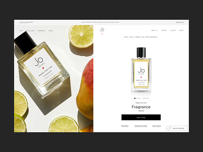 Jo Loves, Fragrance eCommerce | Product Page animation beauty e-comerce fragrance interface motion product design product page scent shop ui uiux ux web webdesign website