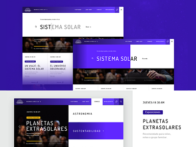 Website - Buenos Aires Planetarium branding cience design design art designer graphic layout nice planetarium purple search tool ui ui design uidesign uiux ux vector web website
