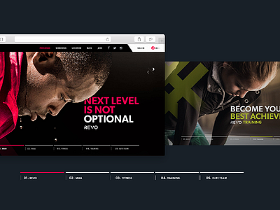 Revo Website design desktop gym layout red sport uiux user interface visual website