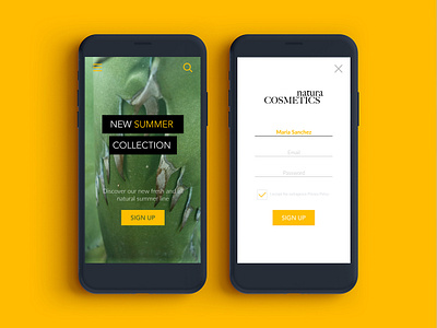 Summer Collection 2d app clean design ecommerce flat minimal nature plants signup ui ux