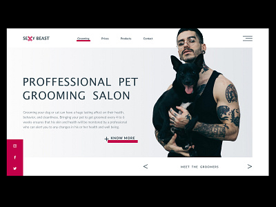 Sexy Beast Website animal animal and pet black white black and red clean design dog dog grooming flat minimal simple design ui user interface web design website