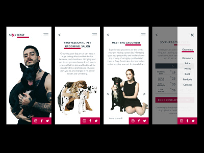 Dog's Hair Salon 2d animal black and red black and white clean design dog grooming ios minimal mobile pricing pricing plan responsive ui ui ux website