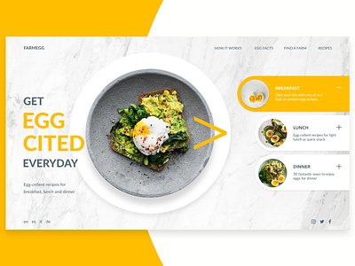 Food Delivery Website 2d clean design ecommerce eggs flat food foodie minimal nature ui ux web web design website yellow